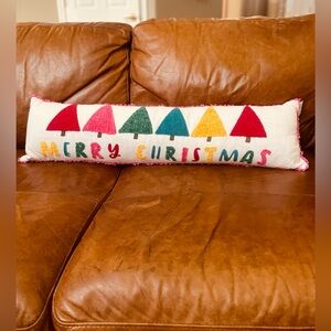 Holiday pillow Merry Christmas colorful rainbows children little girl room decor